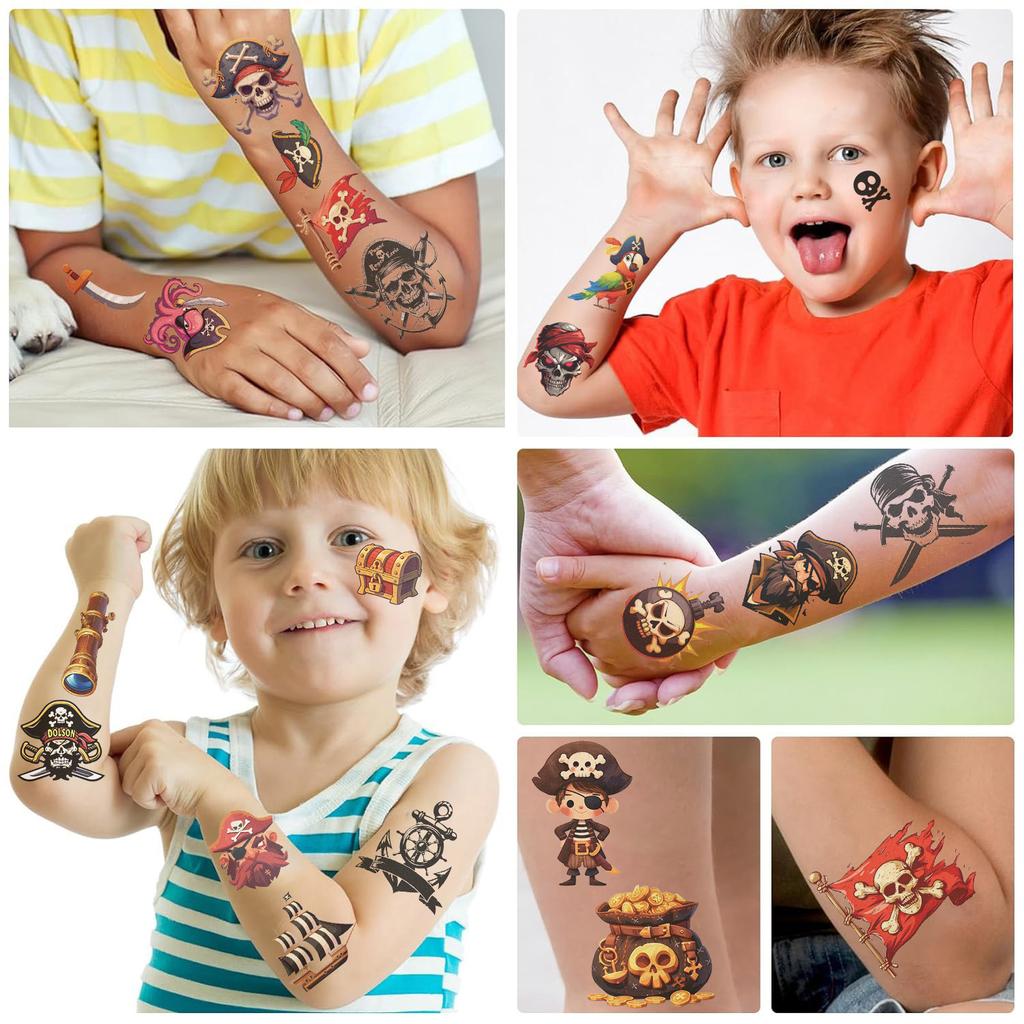 10 Pezzi Adesivi Tatuaggio Serie Pirata Cool Anime Cartone Animato Tatuaggi Temporanei Adesivi Giocattoli Divertenti Regali Ricompensa per Compleanno