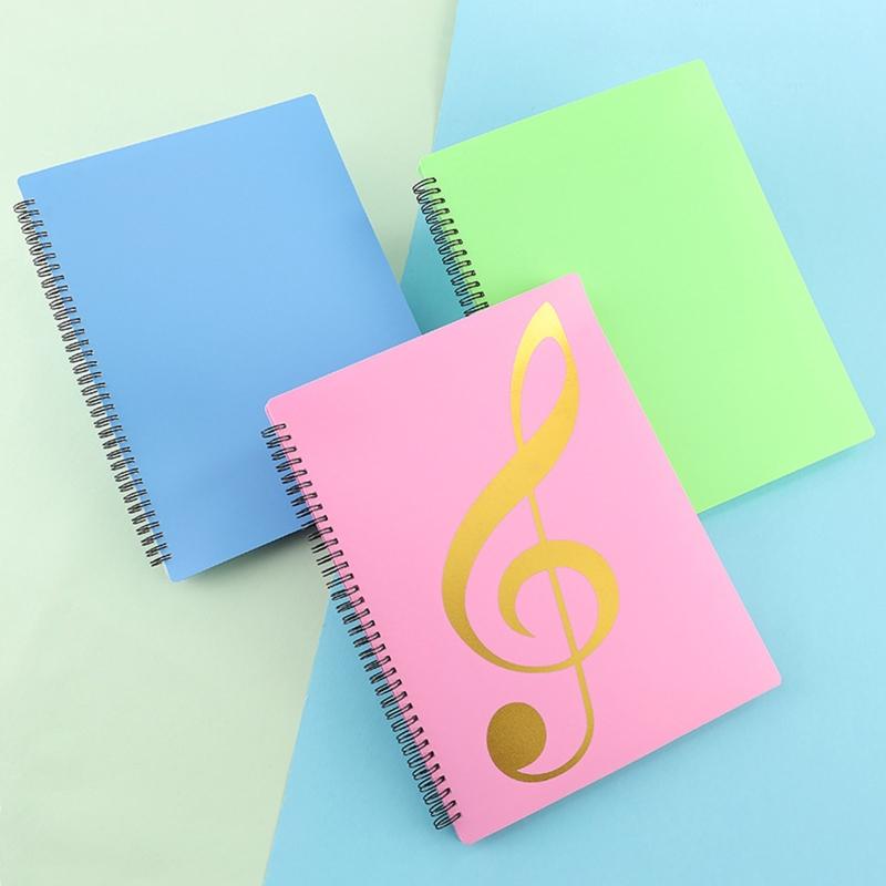 A4 Music Binder Sheet Music Folder Spiral-Bound File Document Folder 40 Pages for Women Men Student School Office Home