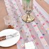 Embroidered Flower Table Runner Sheer Mesh Gauze Tablecloth for Spring Summer Delicate Floral Lace Table Decor for Wedding Party Dining Table