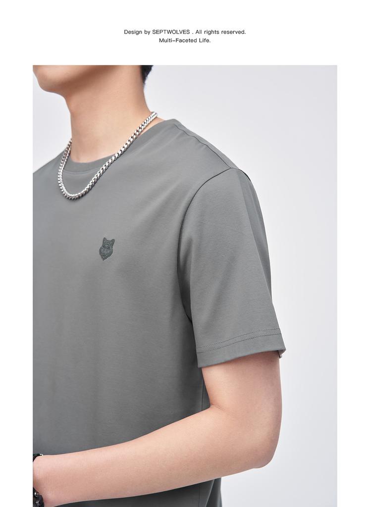 Seven Wolves Men's Silk Round Neck Short Sleeve T-shirt