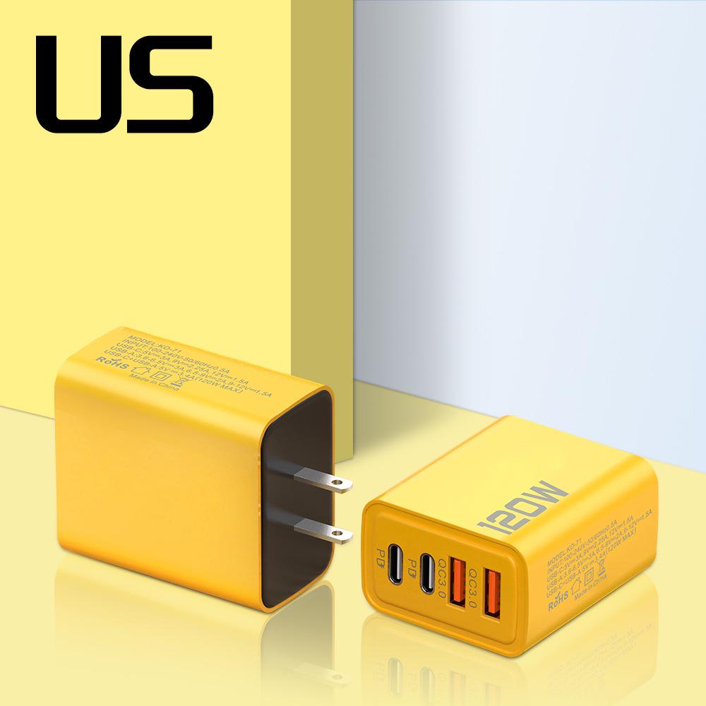 120W Dual PD & USB Charger for Apple, Huawei, Xiaomi - EU/US/UK Plug, Type-C Fast Charging