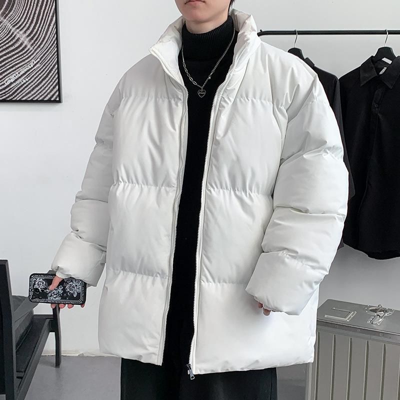 Winter New Stand-up Collar Simple Sports Thickened Warm Cotton Clothes Solid Color Couple Loose Trend Cotton Coat