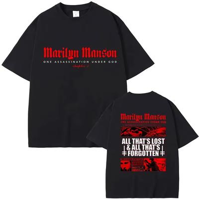 2026 Marilyn Manson Mens and Womens Harajuku Oneck Summer Casual Pure Cotton FashionAesthetics Short Sleeve Streetwear