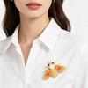 Fashion Enamel Honey Bee Brooch Shiny Rhinestone Faux Pearl Durable Alloy Pin for Coat Dress Scarf Gift for Girls