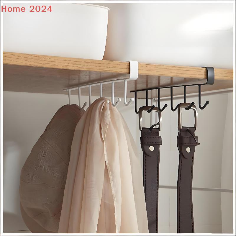 [HGS]6 Hooks Wall Hanging Kitchen Storage Rack Organizer Cup Mug Holder For Home Kitchen Bathroom[HGS]