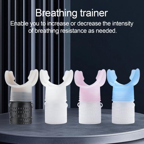 Portable Breathing Trainer with Lanyard Adjustable Resistance Men Women Oral Muscles