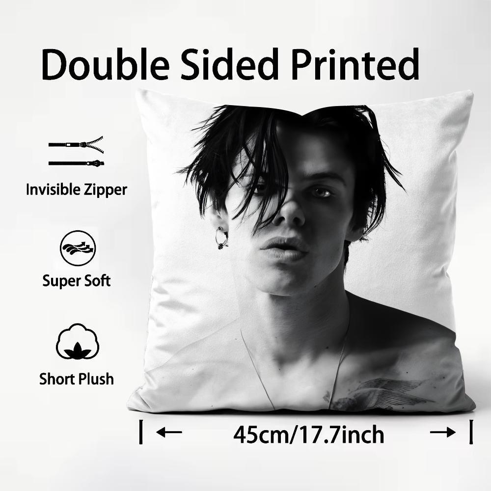 YYungblud Singer Cushion Cover Plush Fabric Soft DoubleSided Printed Sofa Warm Winter Home Child Gift Pillow Case