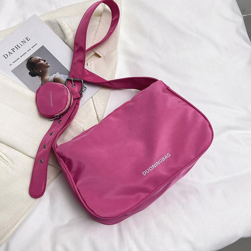 Fashionable Nylon Large Capacity Bag For Women In Black Orange Fuchsia Green For Spring Summer