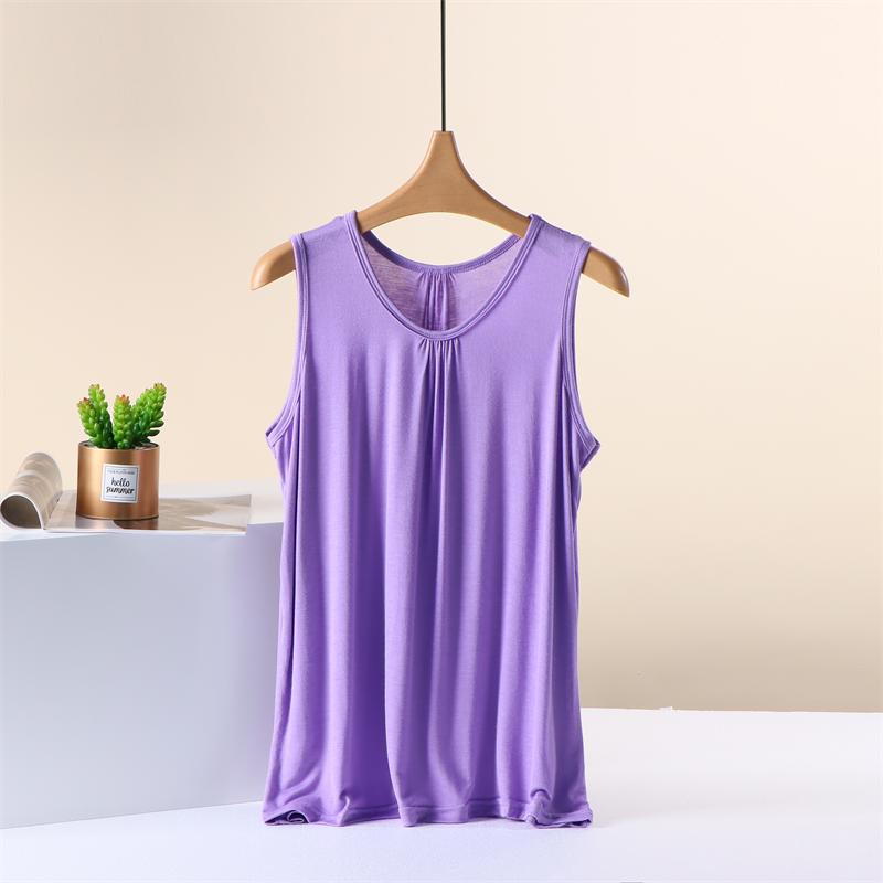 Moda Feminina Solto Cor Sólida Sem Mangas Gola Redonda Regata