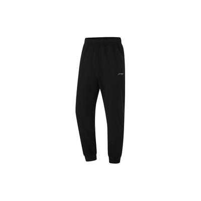 Fitness Series Solid Color Moisture Wicking Quick Dry Tapered Knit Sports Pants Men Bottoms Black AKLU481-1