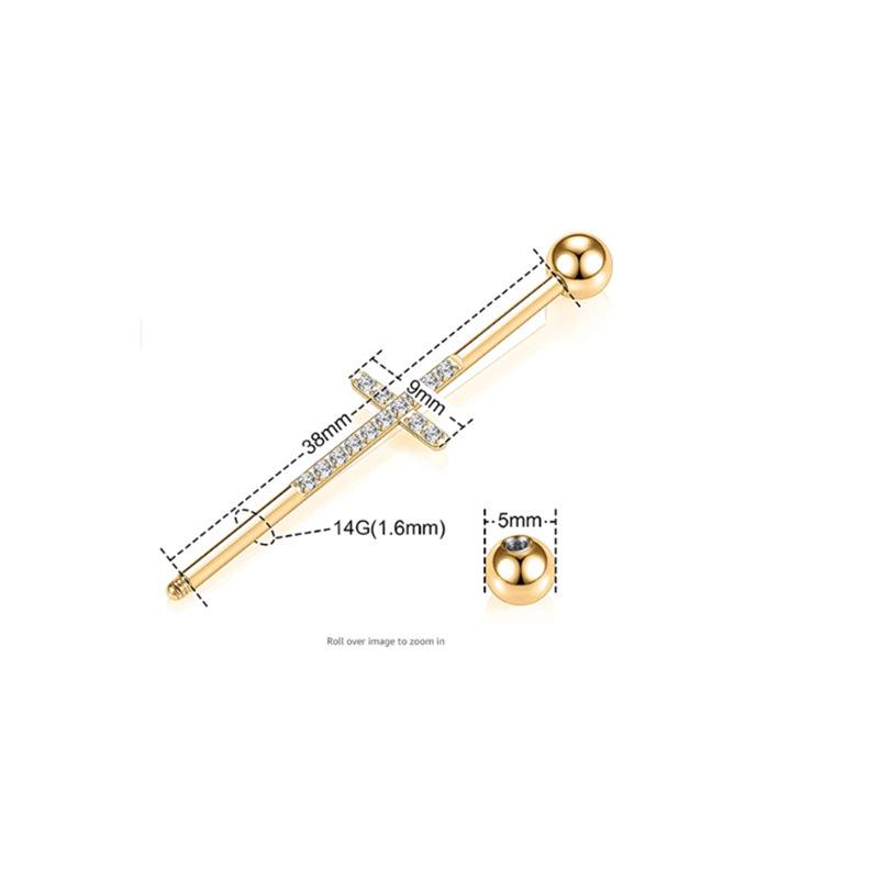 Barbell de Titânio G23 com Zircônia Cravejada para Joia de Piercing na Cartilagem da Orelha