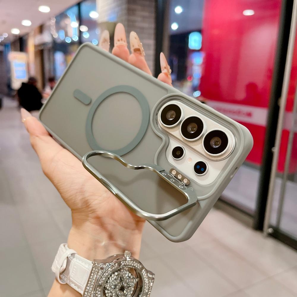 For Magsafe Camera Fold Stand Holder Bracket Phone Case For Samsung S26 S25 FE Ultra Plus A17 A26 A16 A56 Stand Magnetic Cover