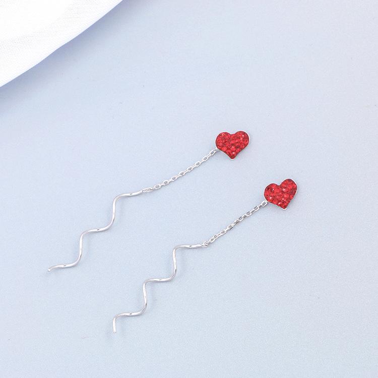 Love Spiral Fringed Fairy Niche Earrings Female Korean Version New Ins Fashionable Heart-shaped Full Diamond Earrings