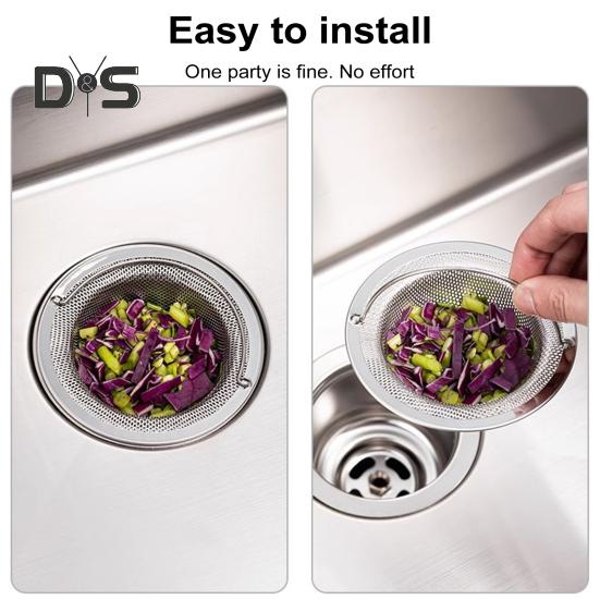 Filtre d'évier de cuisine en acier inoxydable Grand support de débris alimentaires Panier de vidange anti-obstruction à mailles fines Poignée facile à soulever Filtre d'égout durable