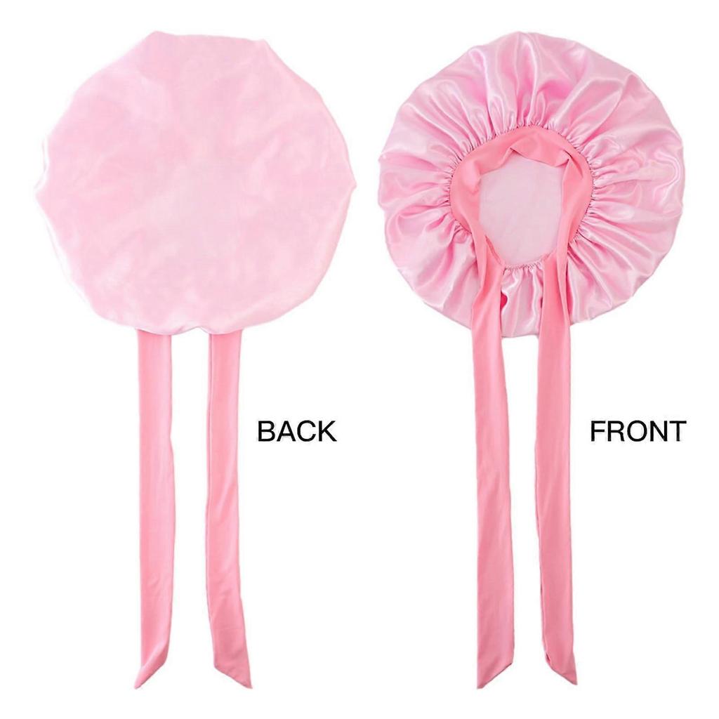 Pink Satin Bonnet for Sleeping Hair Protection with Elastic Comfort Fit and AntiFrizz Lining