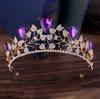New Arrival Magnificent Blue Red Rhinestone Bridal Crown Tiaras Fashion Golden Diadem for Women Wedding Hair Accessories Jewelry