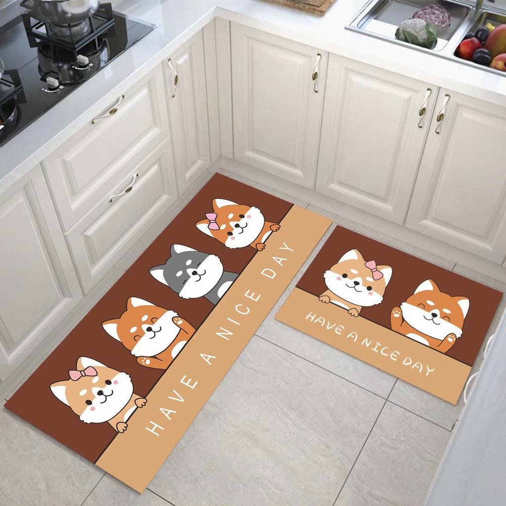 Cartoon Kitchen Floor Mat, Water-Absorbing And Oil-Absorbing Diatom Mud Floor Mat, Wear-Resistant And Dirt-Resistant L-Shaped Floor Mat, Anti-Skid Ma
