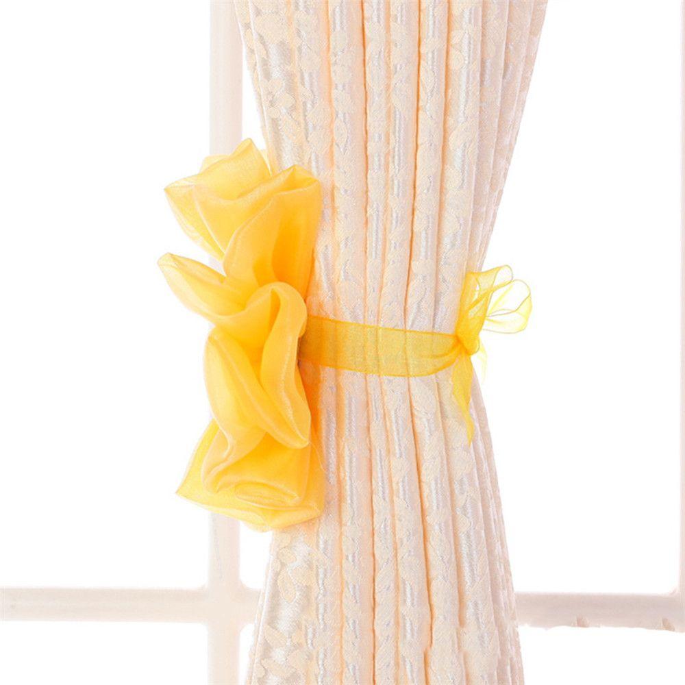 2pcs Fashion Tieback Clip-on Home Decor Tie Holder Rose Flower Window Curtain