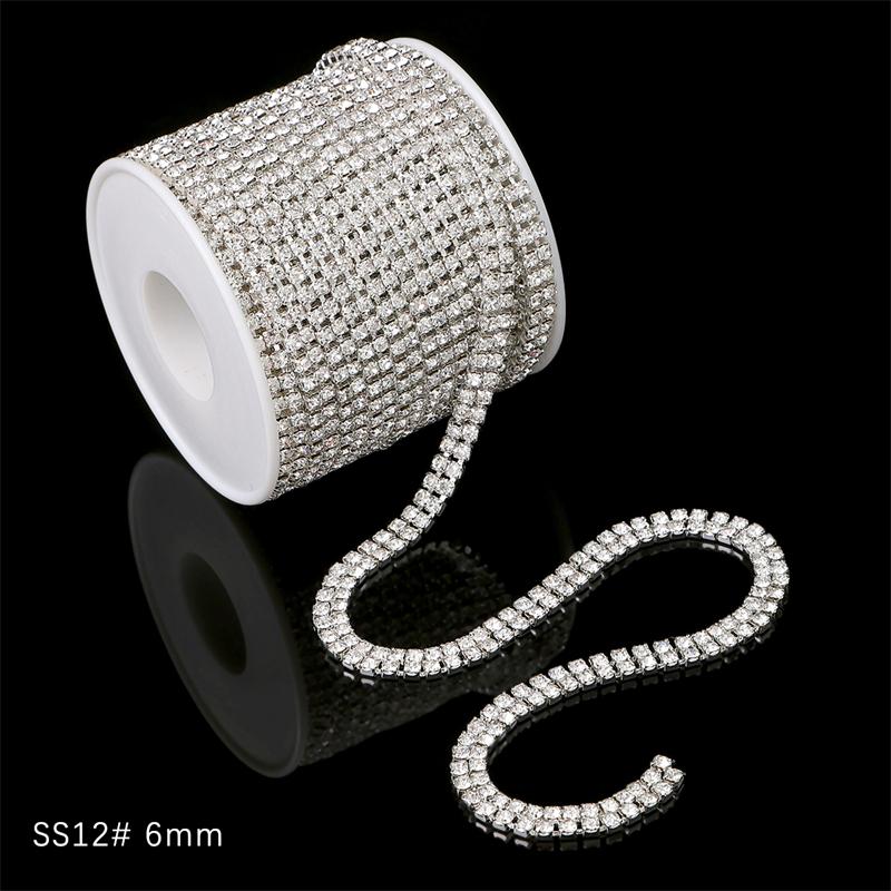 1 Yard 2 Reihen 1 Reihe Kristall Strass Kette Aufnähen Aufkleben Perlen Besatz Kupfer Kette Für Kleidung DIY Schmuckherstellung Zubehör