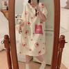 Pajamas Women's Summer Thin Pajamas Short Sleeves Large Size Fat Mm Medium and Long Pajamas Pajamas Loungewear
