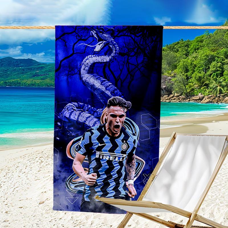 Inter Milan Star Lautaro Beach Towel - Soft, Absorbent Microfiber, Lightweight, Ideal for The Beach, Parties, Travel, Camping fan gifts