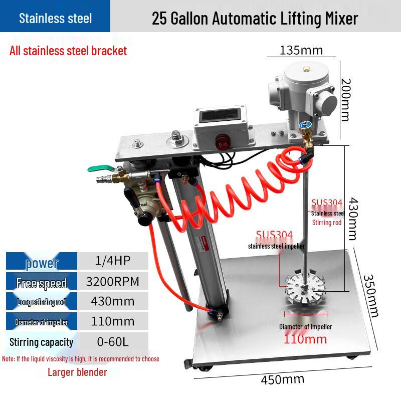 25 Gallon Automatic Industrial Pneumatic Mixer