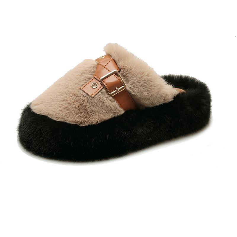 

Internet celebrity baotou half slippers women s outer wear 2025 spring and autumn new high-rise thick-soled home thermal cotton towing shoes 40 хаки