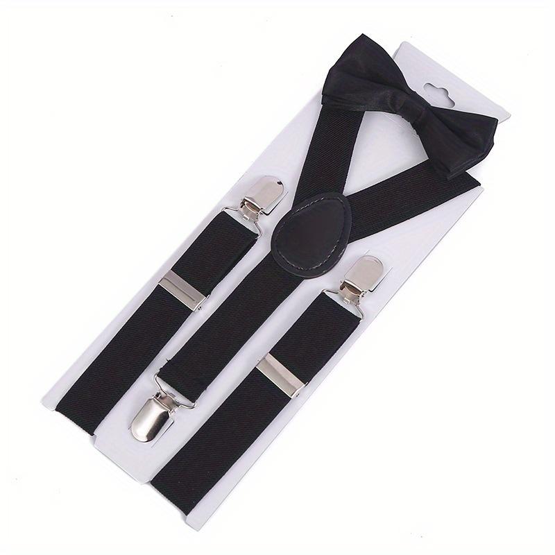 Casual Suspenders with Bow Tie To Prevent Falling Off, Stylish Performance Suspenders, Three Clips, Elastic Suspenders for Trousers.