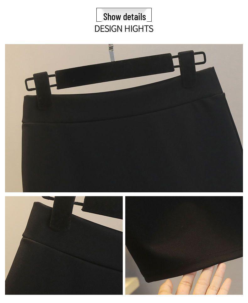 Plus Size Women's Black Skirt & White Chiffon Shirt Set