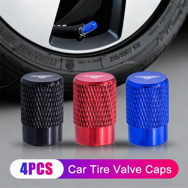 4Pcs Metal Alloy Car Logo Wheel Tire Valve Dustproof Cap Cover For Bentley Continental GT MULLINER Bentayga Flying Hurtling Spur