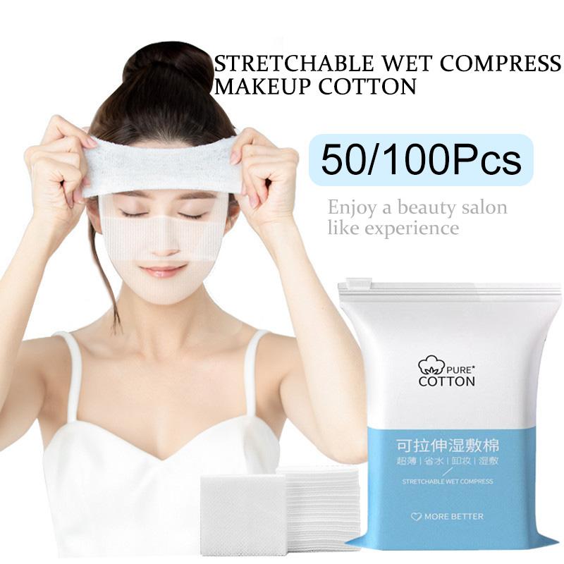 

1 шт одноразовые косметические хлопковые очищающие бумажные средства для макияжа с растягивающейся основой 50pcs