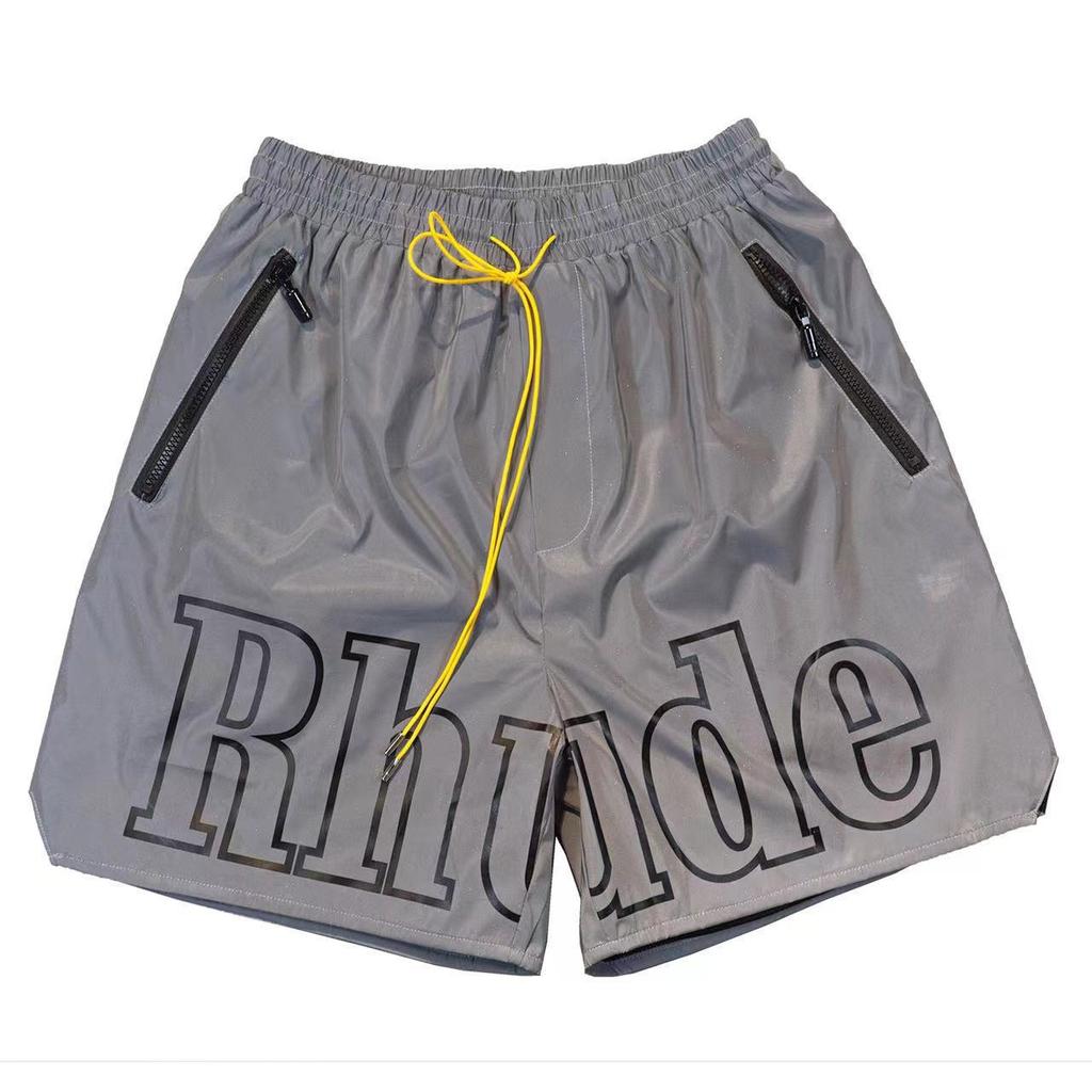 Cross-border European and American Trendy Brand RHUDE Letter 3M Reflective Casual Sports Shorts Men's and Women's American High Street Beach Pants