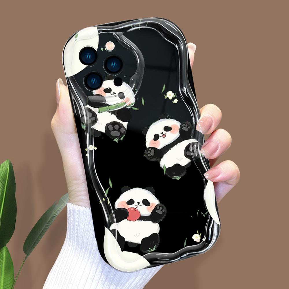 Cartoon Pattern Cream Texture Casing Wavy Edge Soft Silicone Cover Phone Case for IPhone Samsung Huawei Honor Xiaomi Redmi Infinix Tecno
