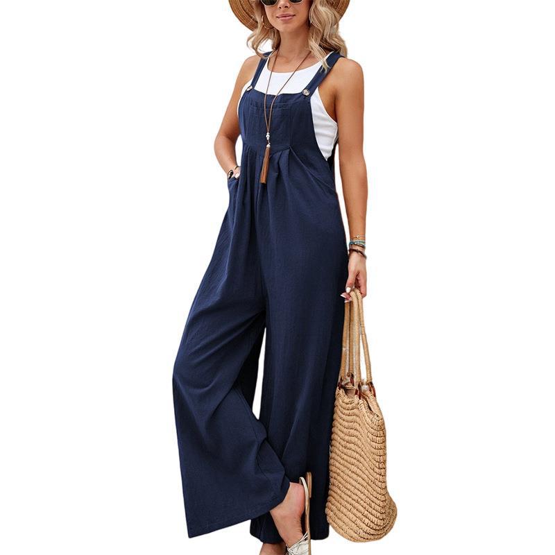 Women's Summer Wide Leg Jumpsuit   Solid Color Elegant Casual Loose Vacation Outfits Overall