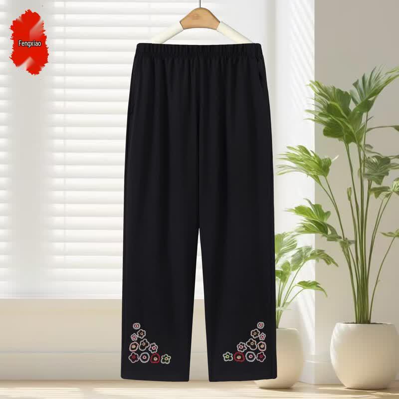 

Women s Plus Size Cotton Linen Straight Pants with Elastic Waist 5XL