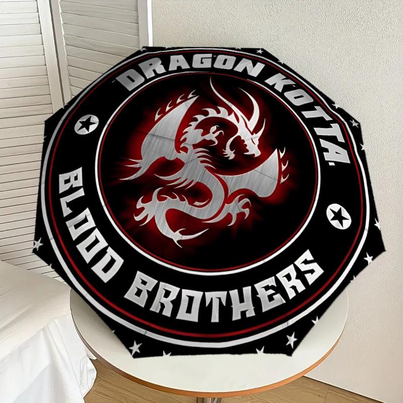 

1pc Dragon Print Automatic Folding Umbrella, Heavy-Duty 8-Rib Construction, Perfect for Everyday yy251114159
