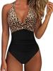 European American Backless One-Piece Swimsuit: Women's Sexy Cross Color Block Swimwear