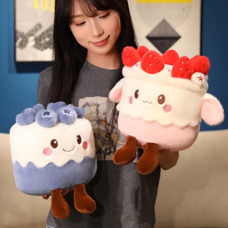 30Cm Cartoon Fruit Cake Plush Doll Pillow Strawberry Blueberry Mango Chocolate Cake Plush Toy Home Decoration Gift For Children