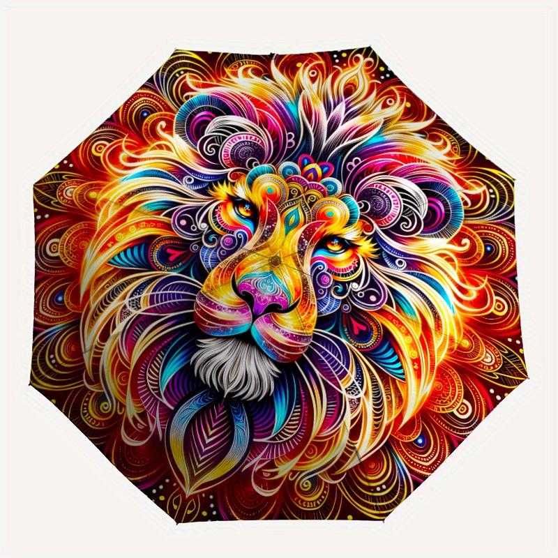 

1pc Lion Mandala ArtworkAutomatic Folding Umbrella, Portable & Foldable Design with 8 Ribs, Casual Outdoor Accessory yy250804147