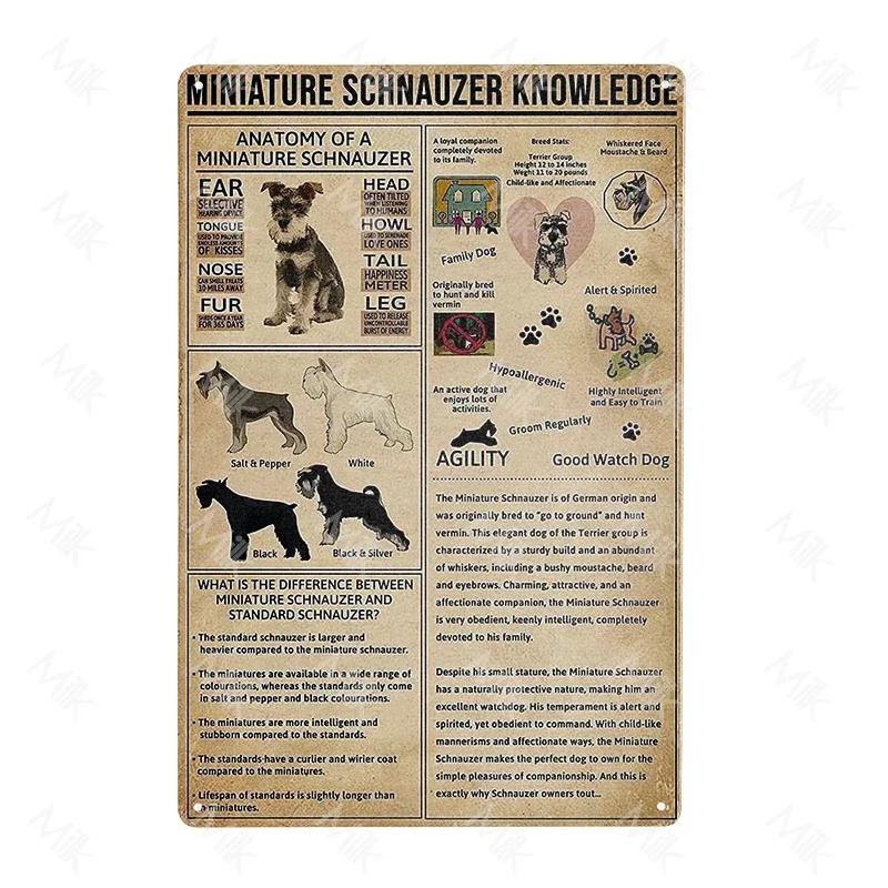 Schnauzer Dog Metal Sign Dachshund Coffee Metal Plate Vintage Style Wall Stickers Metal Poster Cartoon Sweet Home Outdoor Decor