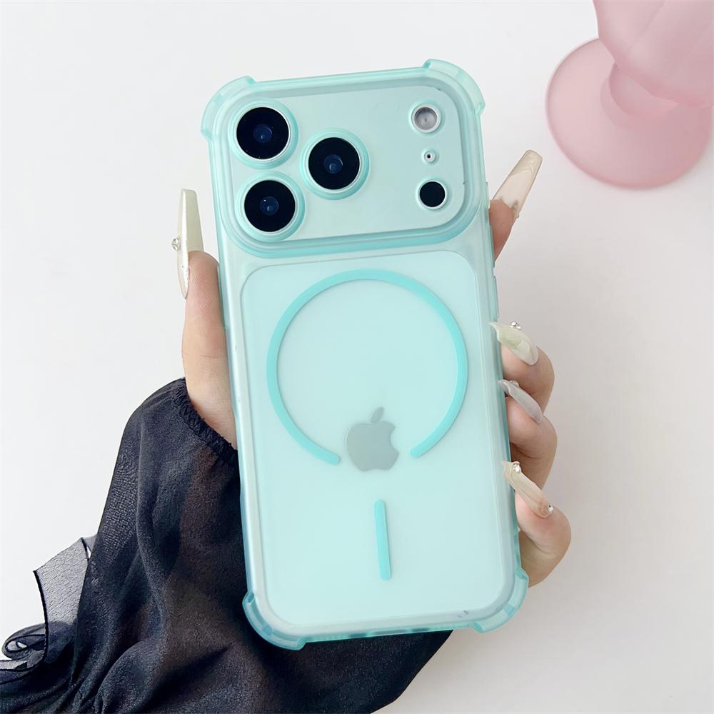Four Corners Shockproof Translucent Case for For Iphone 17 Air 16 1 Plus 14 13 12 Pro Max Magnetic for  Candy Color Cover