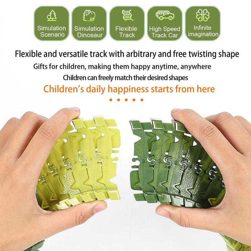 Dinosaur Track Roller Coaster Climbing Train Dinosaur World Anti Gravity Orbit Playset Assembling Kids Creative Playground Gifts