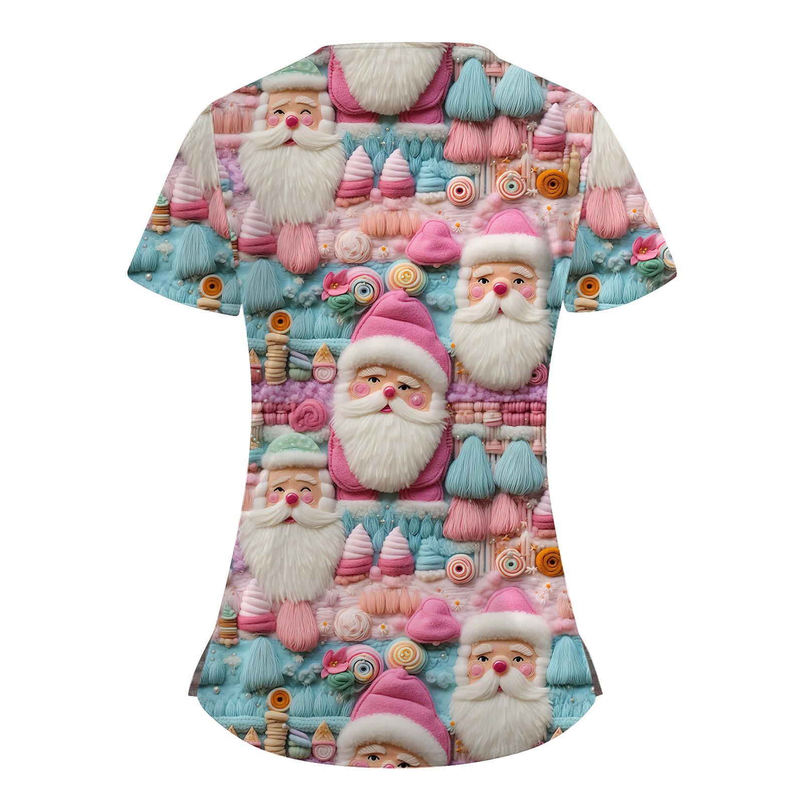 Женские модные повседневные топы с V-образным вырезом и рождественским принтом — фото 5