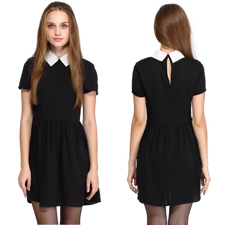 

Европейский стиль Леди Женская кукла с коротким рукавом Воротник Шифон платье