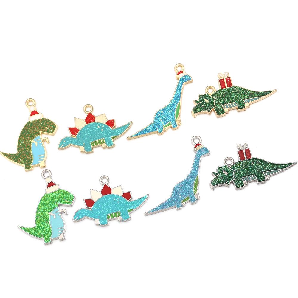 6pcs/lot Alloy Enamel Dinosaur Charms Colorful Cute Animal Charms Pendants For DIY Jewelry Making Necklace Keychain Accessories