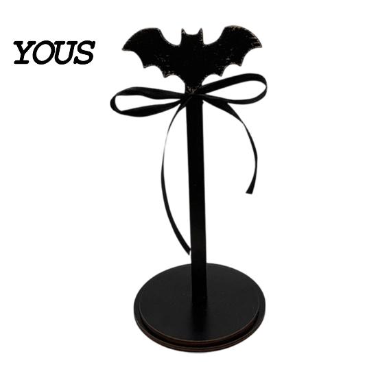 Cute Bat Witch Hat Decor Halloween Paper Towel Roll Holder, Ghost/Pumpkin/Witch's Hat/Bat Decor, Durable Festive Home Gift Wood Standing Reel
