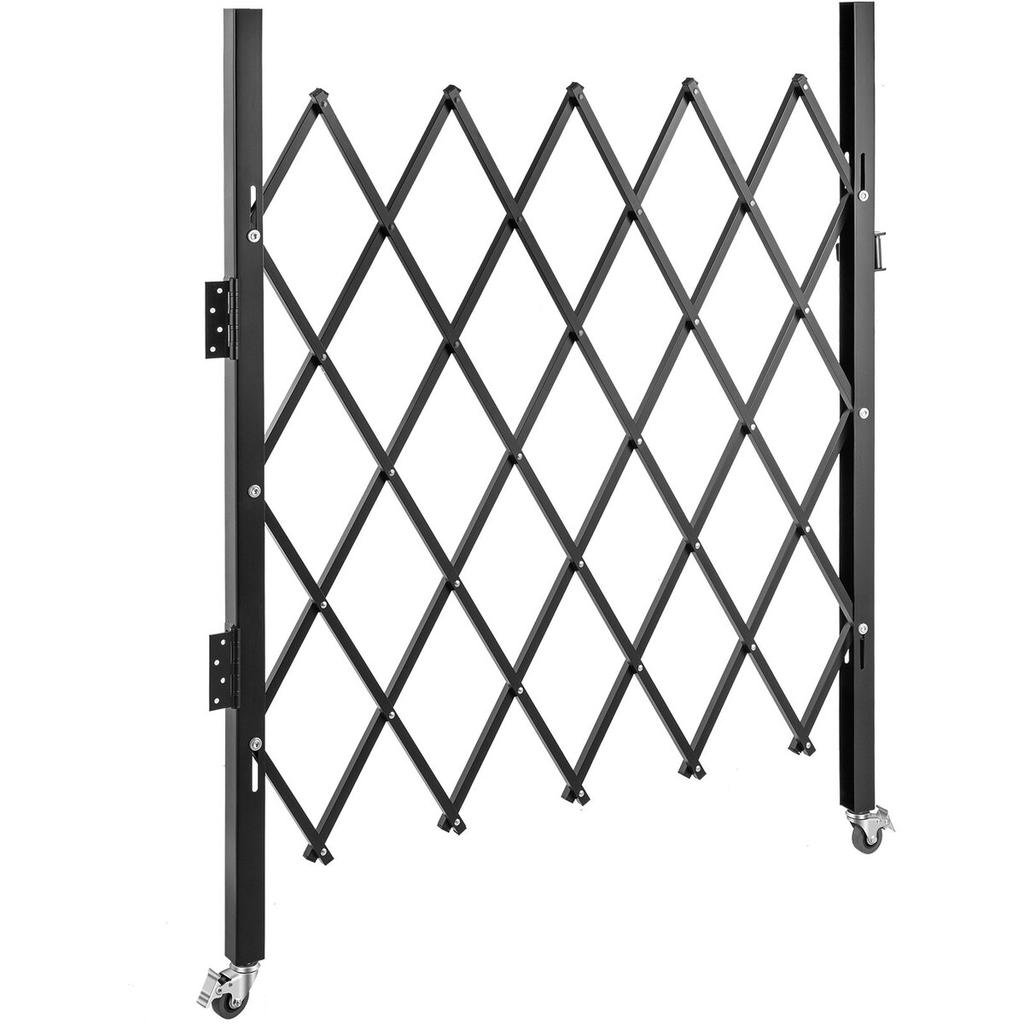 Single Folding Security Gate, 94 × 122 cm(W × H) Folding Door Gate, Steel Accordion Security Gate, Flexible Expanding Security Gate, 360° Rolling