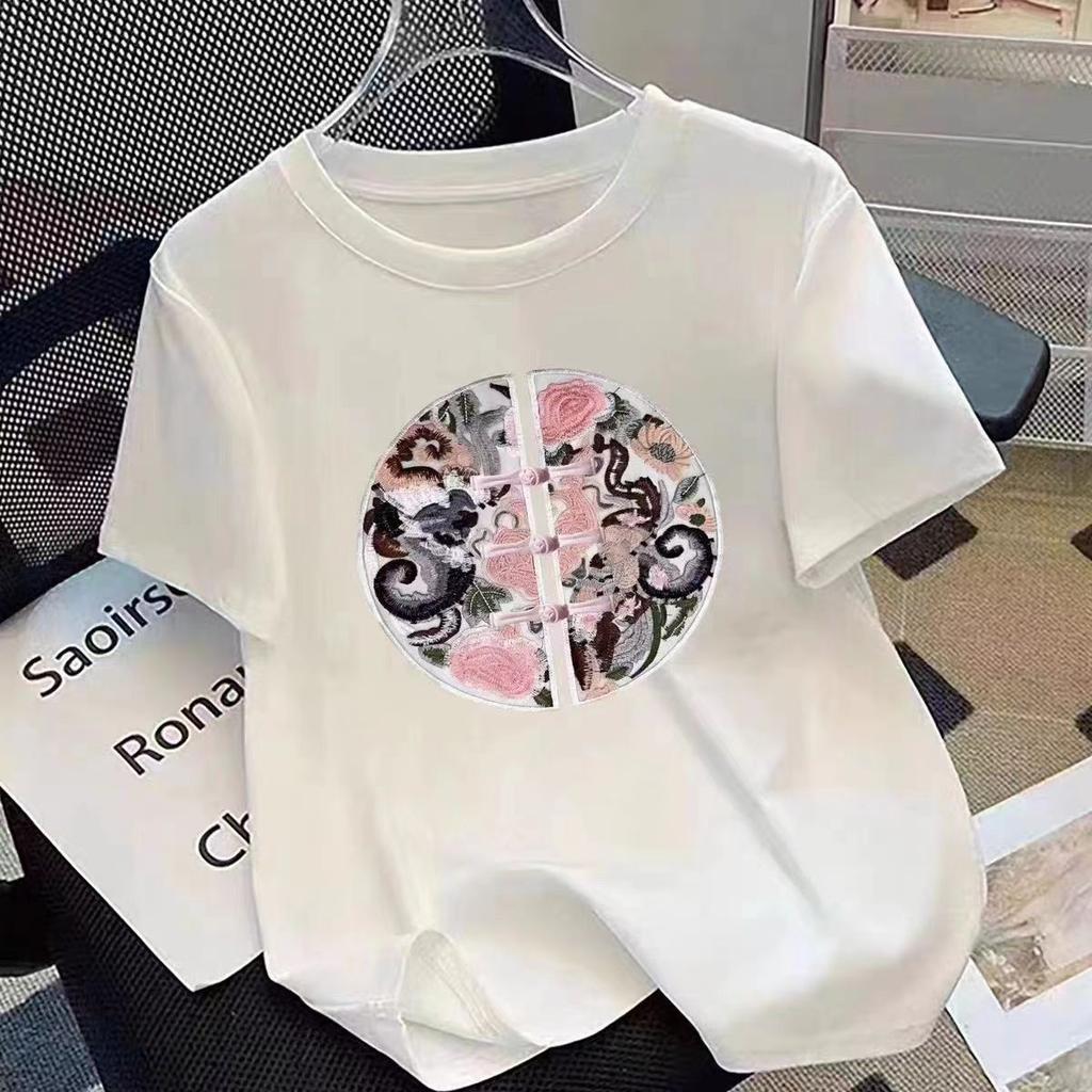 VEZFAA Damenmode Casual Sommer Frühling Kurzarm O-Ausschnitt Blusen & Hemden