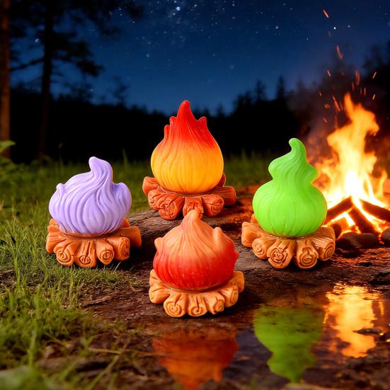 Micro Landscape Ornament Resin Campfire Model Miniature Figurine with Realistic Flame Texture Model for Dollhouse Desktop