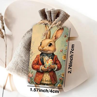 40pcs, Vintage Bunny Cards, Gift Wrap Gift Tags, Vintage Illustrated Holiday Cards, Gift Wrap Tag Tape, Baking, DIY Crafts